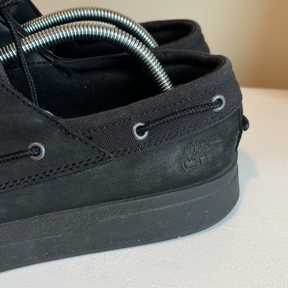 Timberland Men's Black Nubuck 3 Eye Lace Up Boat Shoe Size 10.5 - Picture 5 of 10